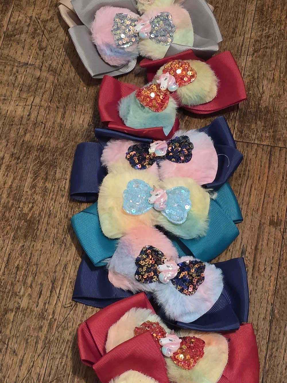 Kids Multicolor Sequin Bow Hair Clips - Plush Rainbow Design